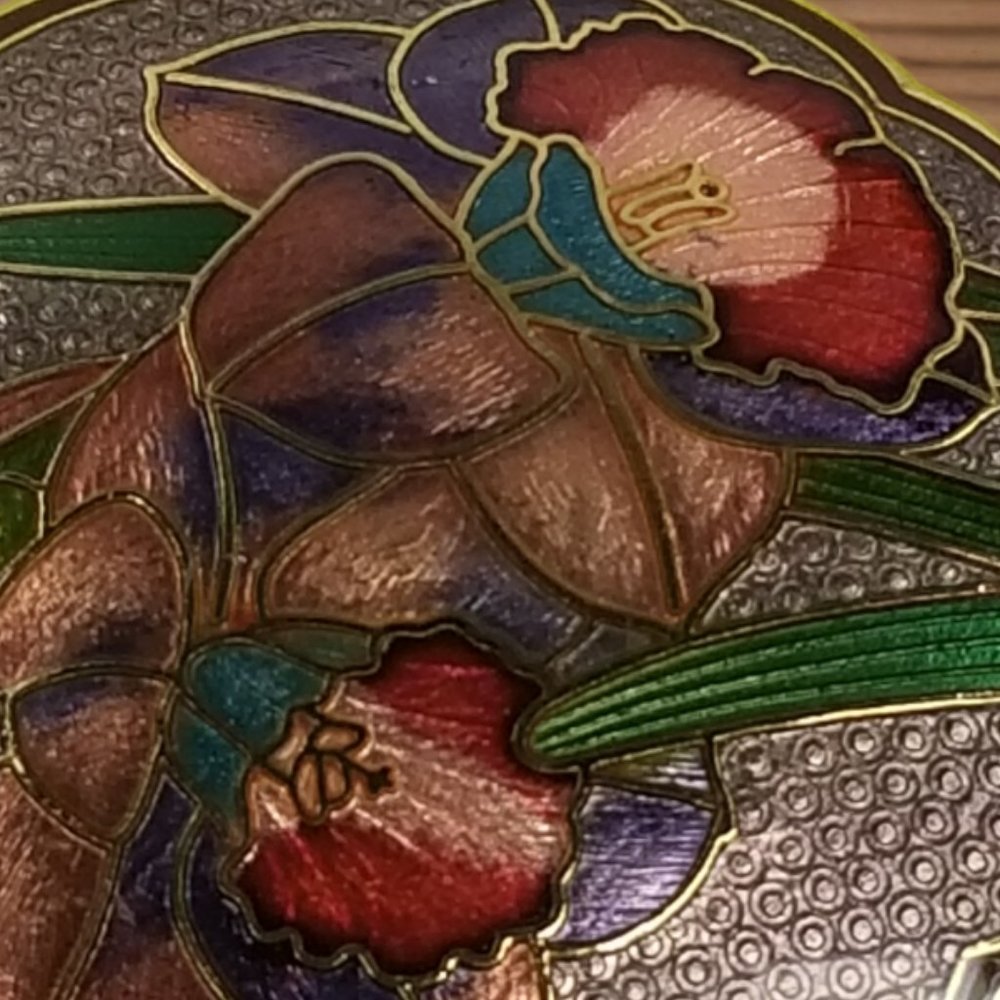 Cloisonné Enamel Belt Buckle Gold & Black Iris Charmant Beverly Hills, CA - Picture 4 of 4